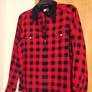 Tommy Hilfiger Wimen Red and Black Plaid Shirt